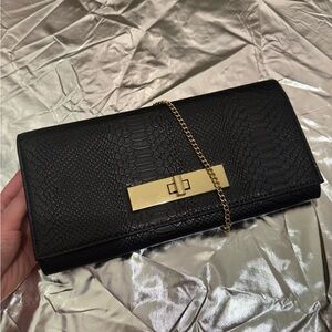 ASOS Vegan Leather Clutch with gold accent